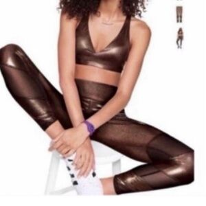 Pink By Victorias Secret Ultimate High Waist Shine Mesh Ankle Leggings. NWT